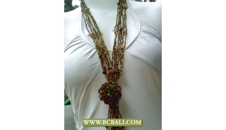 Fancy Necklaces Layered Beading with Rose Pendants